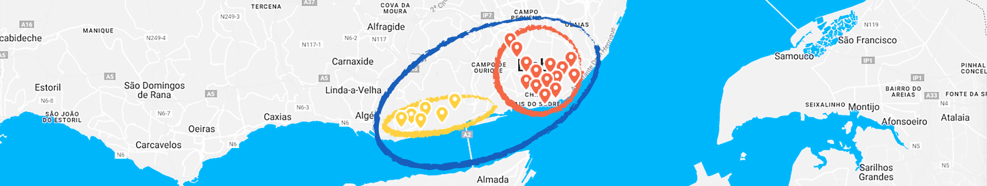 Illustrated map of Lisbon tour routes